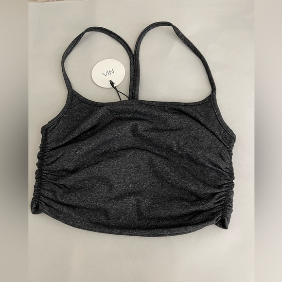 NIA The Brand Size X-Small Workout Racer Back Tank Gray Bra Rouched - Picture 1 of 7